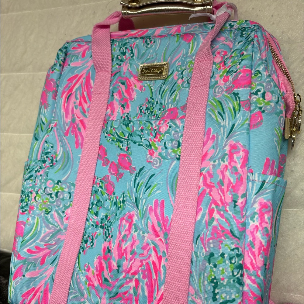 Floral Print Pink & Aqua Tote Backpack - Lilly Pulitzer Cooler